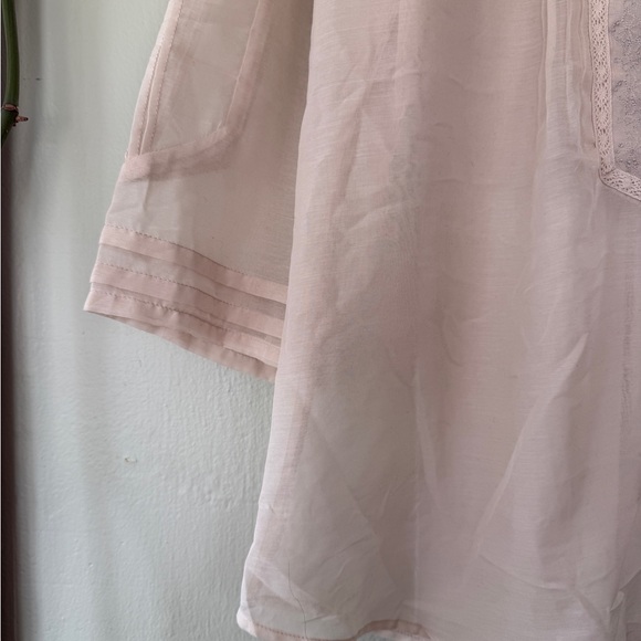 Coldwater Creek Sheer Ivory Tunic Blouse with Pearled Buttons - Picture 3 of 5